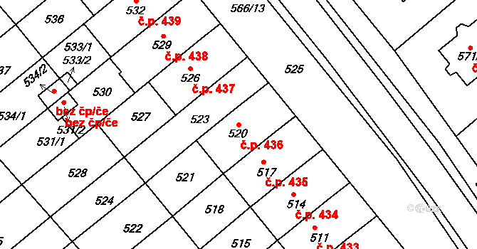 Tupesy 436 na parcele st. 520 v KÚ Tupesy na Moravě, Katastrální mapa
