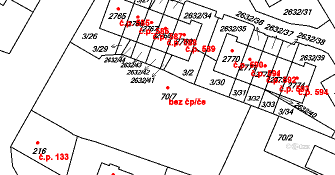 Plzeň 48778133 na parcele st. 70/7 v KÚ Litice u Plzně, Katastrální mapa