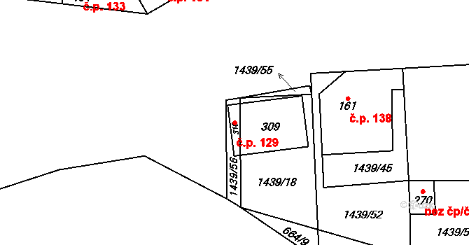Mašovice 129 na parcele st. 309 v KÚ Mašovice u Znojma, Katastrální mapa