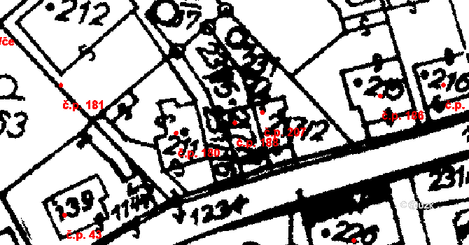 Hrochův Týnec 188 na parcele st. 217/1 v KÚ Hrochův Týnec, Katastrální mapa