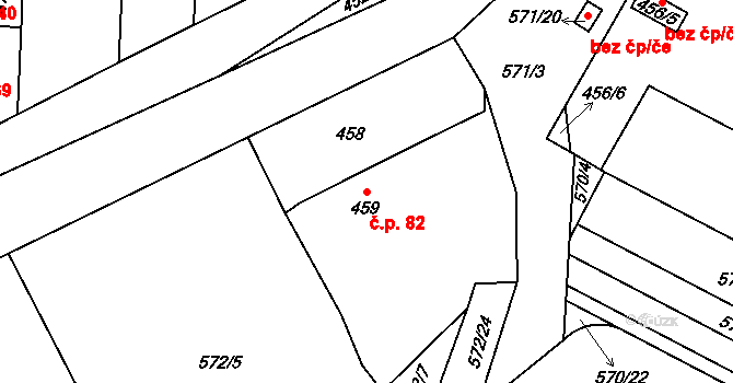 Jinočany 82 na parcele st. 459 v KÚ Jinočany, Katastrální mapa