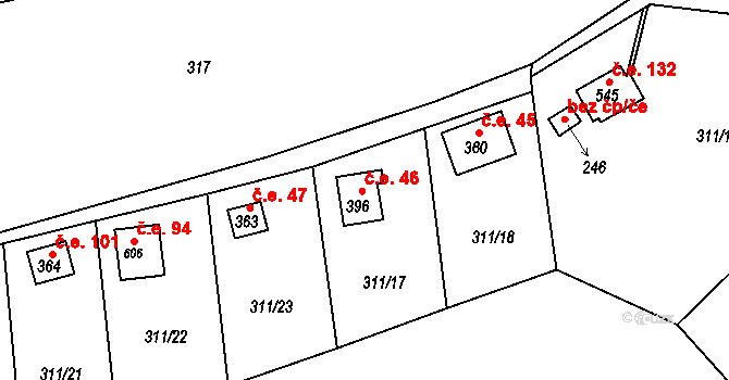 Staré Město nad Metují 46, Náchod na parcele st. 396 v KÚ Staré Město nad Metují, Katastrální mapa