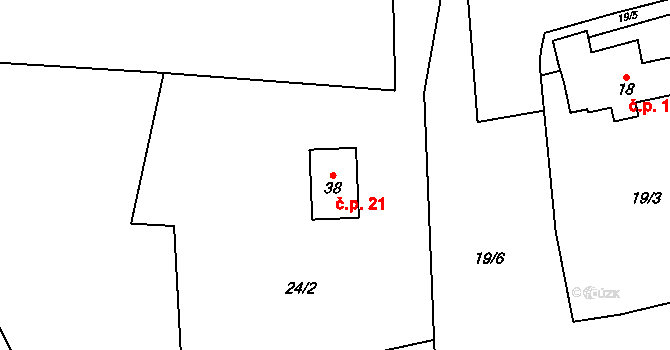 Klášterský Mlýn 21, Rejštejn na parcele st. 38 v KÚ Klášterský Mlýn I, Katastrální mapa