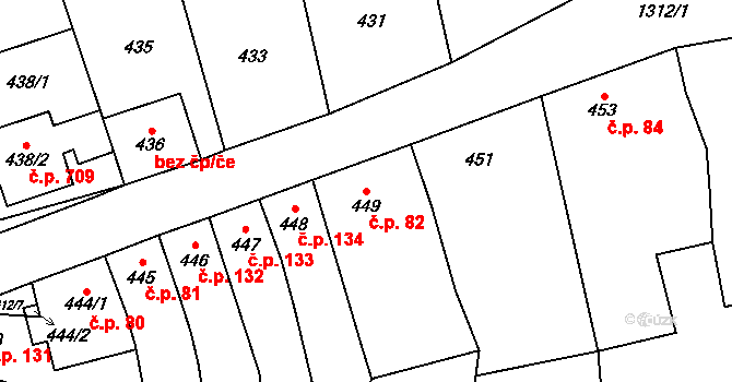 Velké Opatovice 82 na parcele st. 449 v KÚ Velké Opatovice, Katastrální mapa