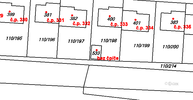 Mratín 80246133 na parcele st. 533 v KÚ Mratín, Katastrální mapa
