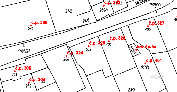 Přibyslav 325 na parcele st. 403 v KÚ Přibyslav, Katastrální mapa