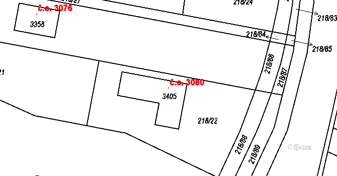 Sezimovo Ústí 3080 na parcele st. 3405 v KÚ Sezimovo Ústí, Katastrální mapa