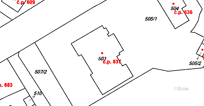 Valtice 537 na parcele st. 503 v KÚ Valtice, Katastrální mapa