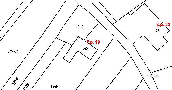 Filipov 19, Kameničky na parcele st. 246 v KÚ Filipov, Katastrální mapa