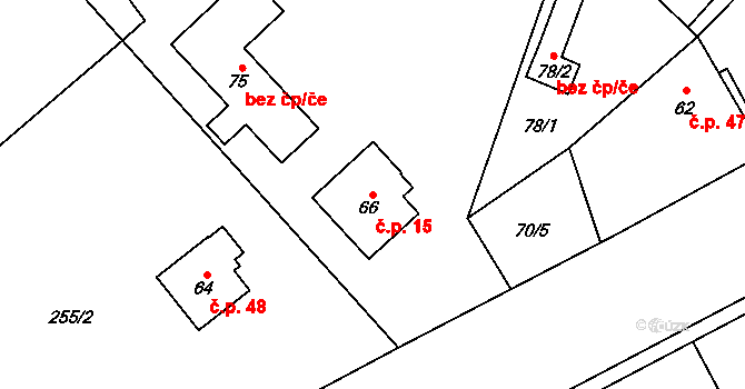 Štipoklasy 15 na parcele st. 66 v KÚ Štipoklasy u Černín, Katastrální mapa