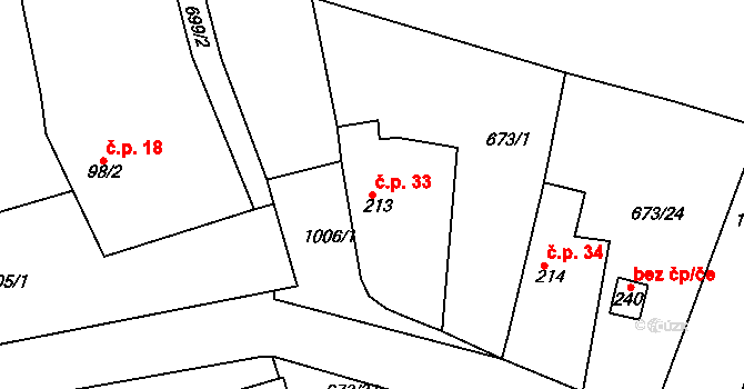 Oškobrh 33, Opolany na parcele st. 213 v KÚ Oškobrh, Katastrální mapa