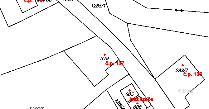 Dolní Maxov 137, Josefův Důl na parcele st. 379 v KÚ Dolní Maxov, Katastrální mapa