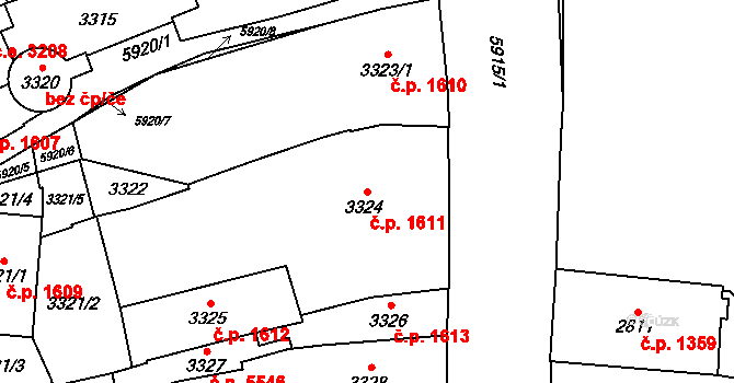 Jihlava 1611 na parcele st. 3324 v KÚ Jihlava, Katastrální mapa