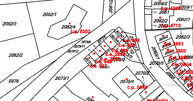 Jihlava 2833 na parcele st. 2073/6 v KÚ Jihlava, Katastrální mapa