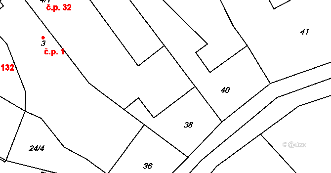 Podolí 32, Rožďalovice na parcele st. 4/1 v KÚ Podolí u Rožďalovic, Katastrální mapa
