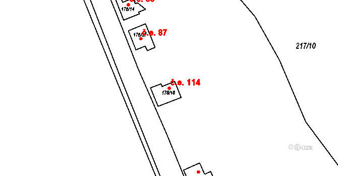 Kamenný Přívoz 114 na parcele st. 178/18 v KÚ Kamenný Přívoz, Katastrální mapa