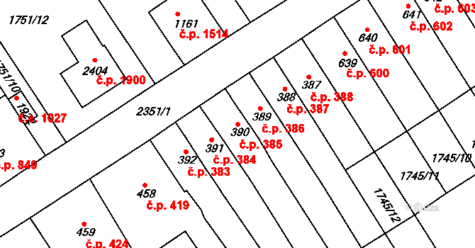Tišnov 385 na parcele st. 390 v KÚ Tišnov, Katastrální mapa