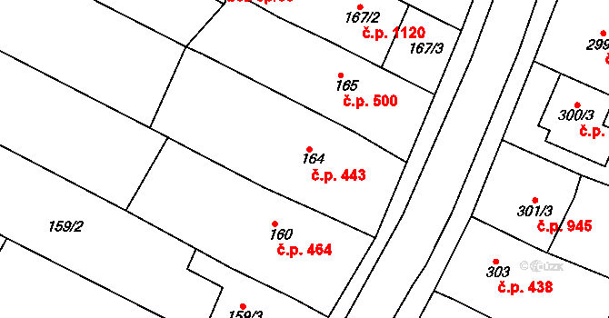 Svatobořice 443, Svatobořice-Mistřín na parcele st. 164 v KÚ Svatobořice, Katastrální mapa