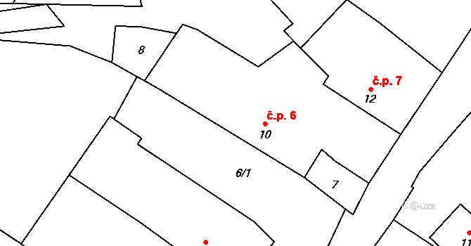 Broumovice 6, Neustupov na parcele st. 10 v KÚ Broumovice, Katastrální mapa