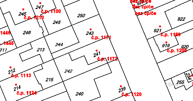 Kročehlavy 1172, Kladno na parcele st. 241 v KÚ Kročehlavy, Katastrální mapa