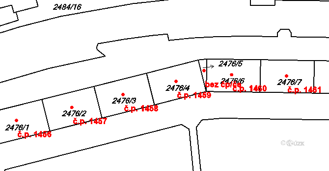 Tachov 1459 na parcele st. 2476/4 v KÚ Tachov, Katastrální mapa