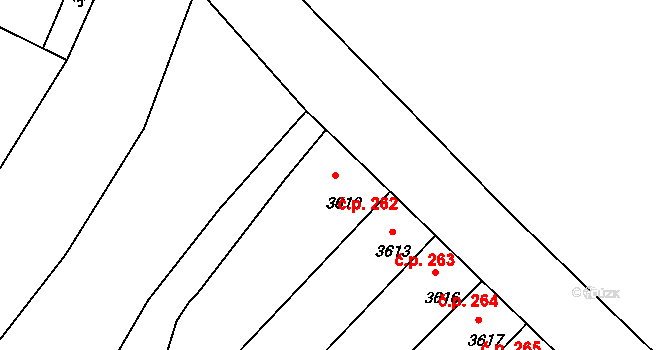 Mimoň I 262, Mimoň na parcele st. 3610 v KÚ Mimoň, Katastrální mapa