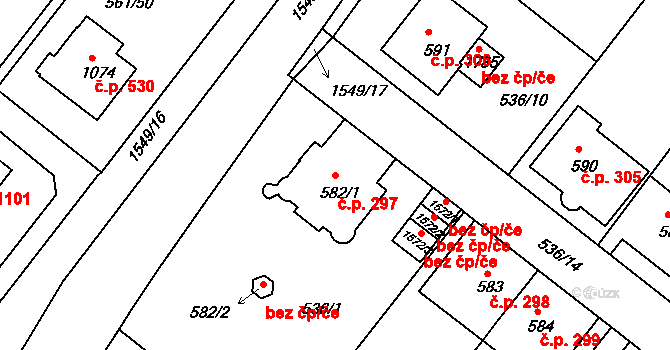Prachatice II 297, Prachatice na parcele st. 582/1 v KÚ Prachatice, Katastrální mapa