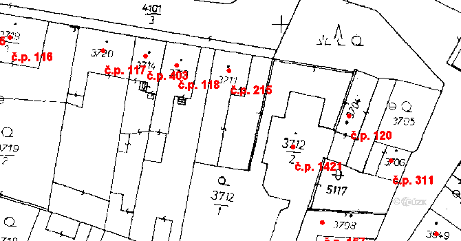 Poděbrady III 215, Poděbrady na parcele st. 3711 v KÚ Poděbrady, Katastrální mapa
