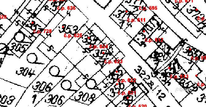 Jaroměřice nad Rokytnou 623 na parcele st. 354/1 v KÚ Jaroměřice nad Rokytnou, Katastrální mapa