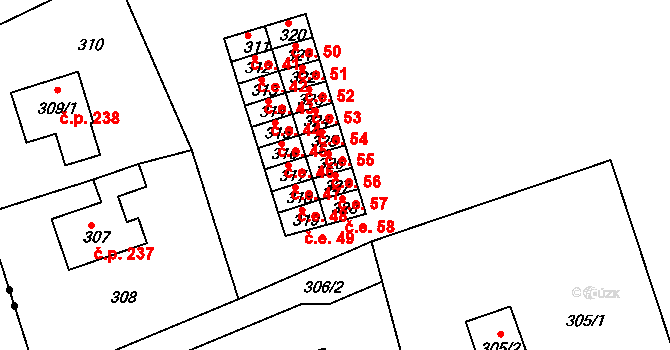 Běhánky 57, Dubí na parcele st. 327 v KÚ Běhánky, Katastrální mapa