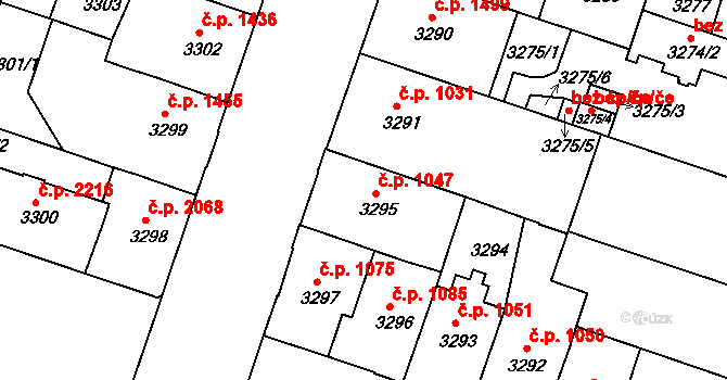 Teplice 1047 na parcele st. 3295 v KÚ Teplice, Katastrální mapa