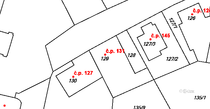 Kratonohy 131 na parcele st. 129 v KÚ Kratonohy, Katastrální mapa