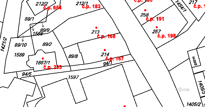 Blovice 167 na parcele st. 214 v KÚ Blovice, Katastrální mapa