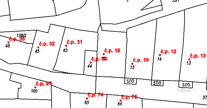 Krchleby 18, Staňkov na parcele st. 16 v KÚ Krchleby u Staňkova, Katastrální mapa