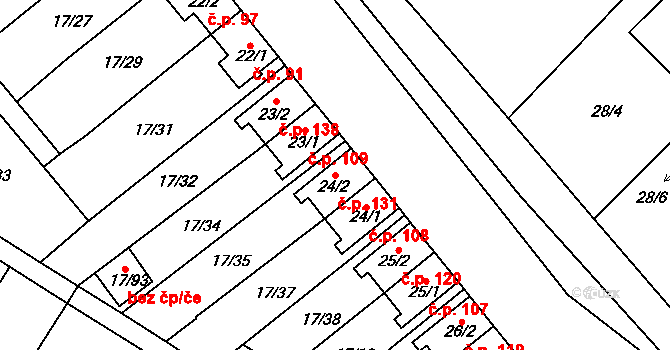 Svatava 131 na parcele st. 24/2 v KÚ Svatava, Katastrální mapa