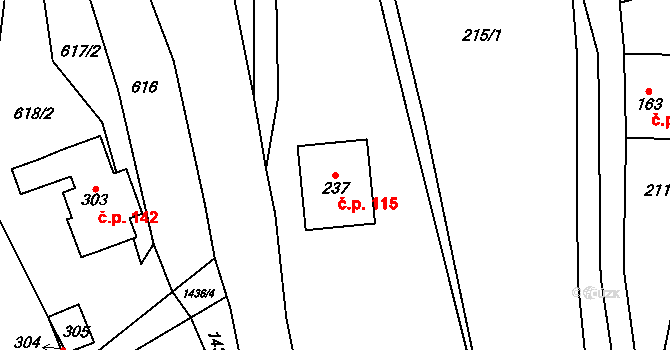 Levínská Olešnice 115 na parcele st. 237 v KÚ Levínská Olešnice, Katastrální mapa