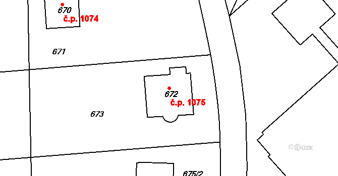 Dejvice 1075, Praha na parcele st. 672 v KÚ Dejvice, Katastrální mapa