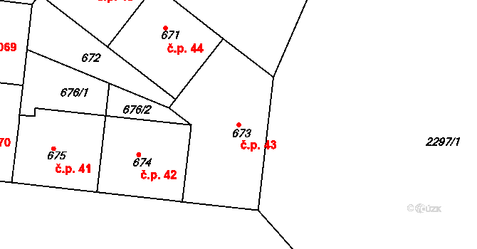 Holešovice 43, Praha na parcele st. 673 v KÚ Holešovice, Katastrální mapa