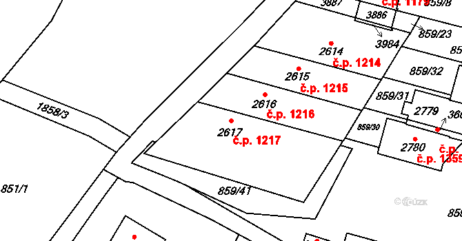 Vrchlabí 1217 na parcele st. 2617 v KÚ Vrchlabí, Katastrální mapa