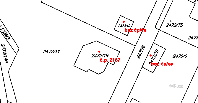 Předměstí 2157, Litoměřice na parcele st. 2472/19 v KÚ Litoměřice, Katastrální mapa