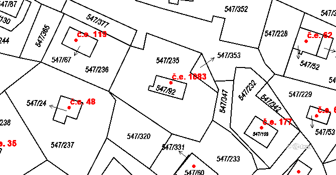 Kovářov 1083, Frymburk na parcele st. 547/92 v KÚ Frymburk, Katastrální mapa