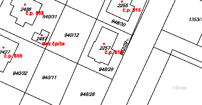 Chlumec nad Cidlinou IV 816, Chlumec nad Cidlinou na parcele st. 2257 v KÚ Chlumec nad Cidlinou, Katastrální mapa
