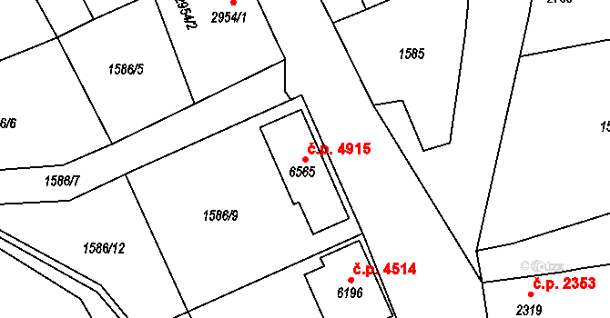Jablonec nad Nisou 4915 na parcele st. 6565 v KÚ Jablonec nad Nisou, Katastrální mapa