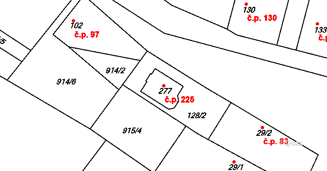 Živanice 225 na parcele st. 277 v KÚ Živanice, Katastrální mapa