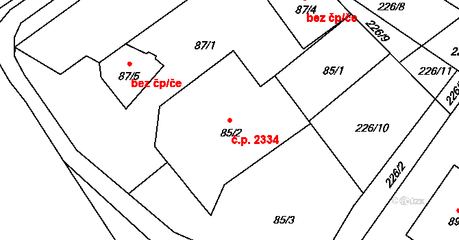 České Budějovice 2 2334, České Budějovice na parcele st. 85/2 v KÚ České Vrbné, Katastrální mapa