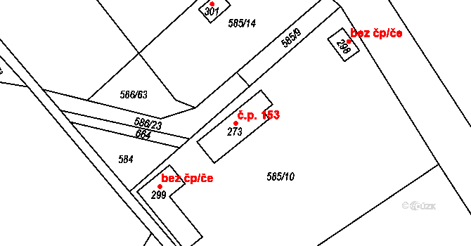 Ledce 153 na parcele st. 273 v KÚ Ledce u Mladé Boleslavi, Katastrální mapa