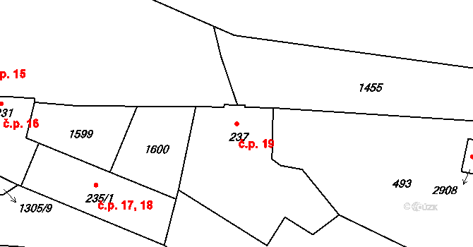 Horní Brána 19, Český Krumlov na parcele st. 237 v KÚ Český Krumlov, Katastrální mapa