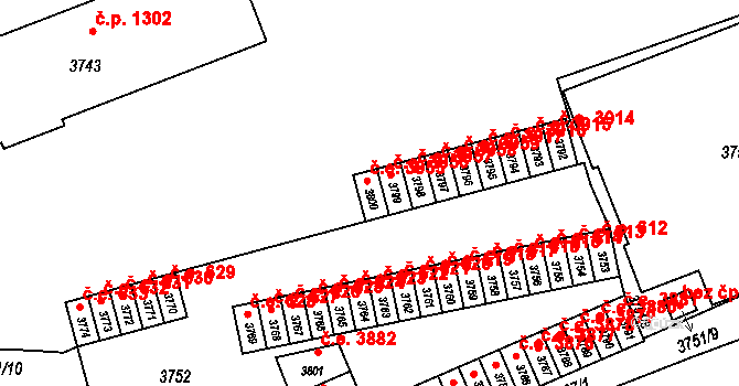 Město 3955, Havířov na parcele st. 3800 v KÚ Havířov-město, Katastrální mapa