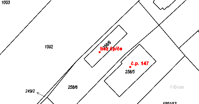 Suchdol nad Lužnicí 42022134 na parcele st. 258/9 v KÚ Tušť, Katastrální mapa