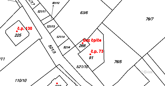 Valy 43156134 na parcele st. 266 v KÚ Valy u Mariánských Lázní, Katastrální mapa